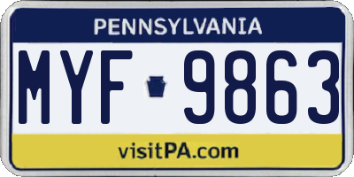 PA license plate MYF9863