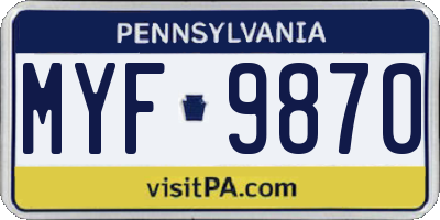 PA license plate MYF9870