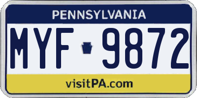 PA license plate MYF9872