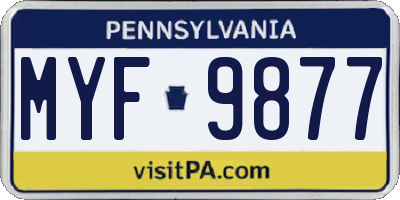 PA license plate MYF9877