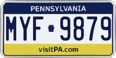 PA license plate MYF9879