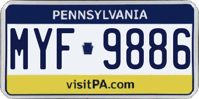 PA license plate MYF9886