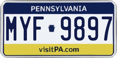 PA license plate MYF9897
