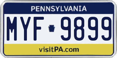 PA license plate MYF9899