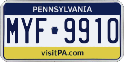 PA license plate MYF9910