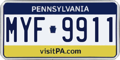 PA license plate MYF9911