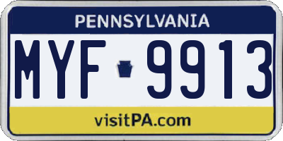 PA license plate MYF9913