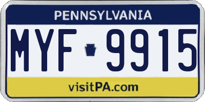 PA license plate MYF9915