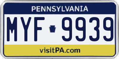 PA license plate MYF9939