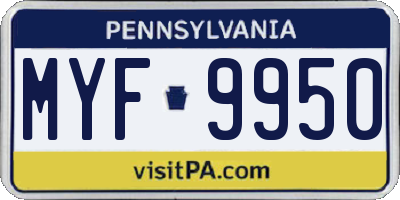 PA license plate MYF9950