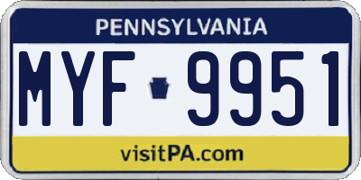 PA license plate MYF9951