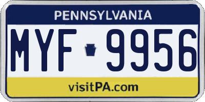 PA license plate MYF9956