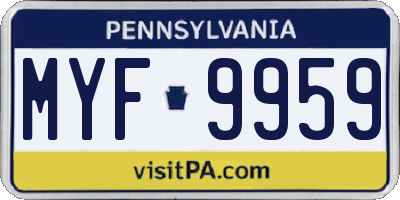 PA license plate MYF9959