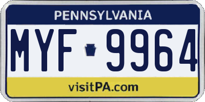 PA license plate MYF9964