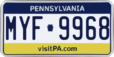 PA license plate MYF9968