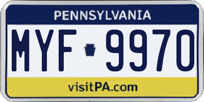 PA license plate MYF9970