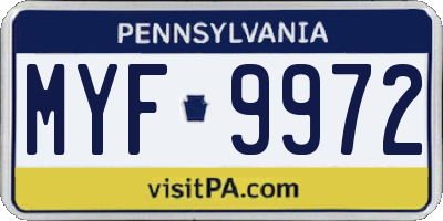 PA license plate MYF9972