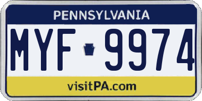 PA license plate MYF9974