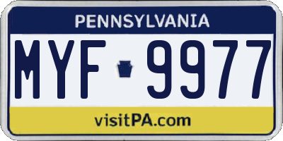 PA license plate MYF9977