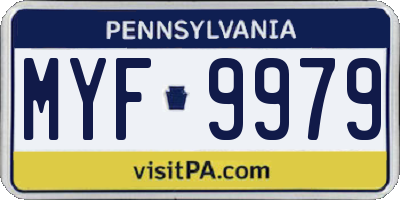 PA license plate MYF9979