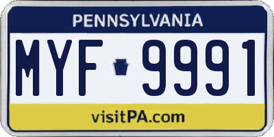 PA license plate MYF9991