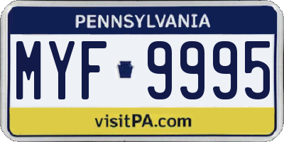 PA license plate MYF9995