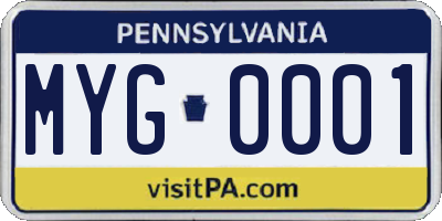 PA license plate MYG0001