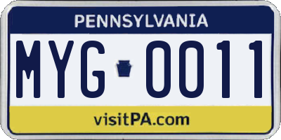 PA license plate MYG0011