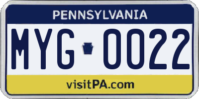 PA license plate MYG0022