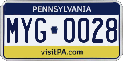 PA license plate MYG0028