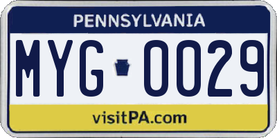 PA license plate MYG0029