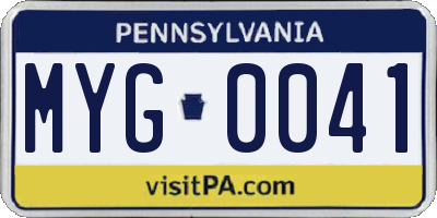 PA license plate MYG0041