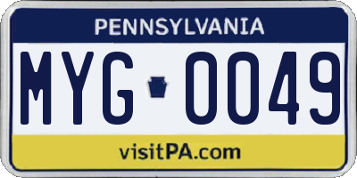 PA license plate MYG0049