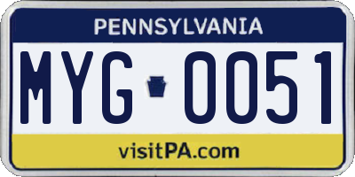 PA license plate MYG0051