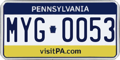 PA license plate MYG0053