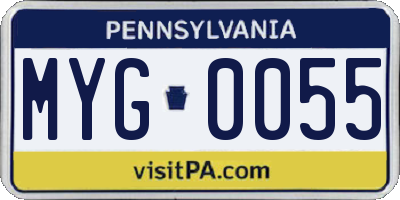 PA license plate MYG0055