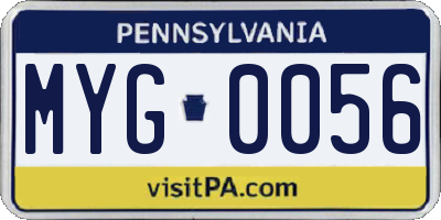 PA license plate MYG0056