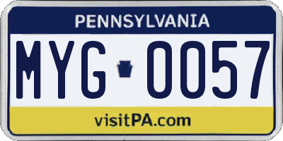 PA license plate MYG0057