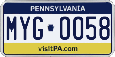 PA license plate MYG0058