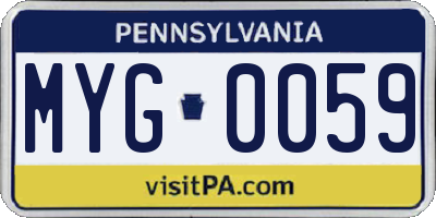 PA license plate MYG0059