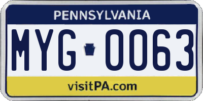 PA license plate MYG0063