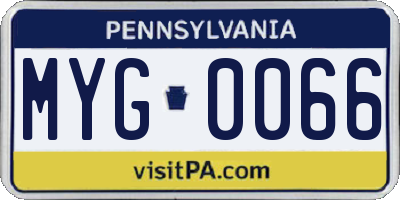 PA license plate MYG0066