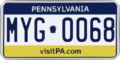 PA license plate MYG0068