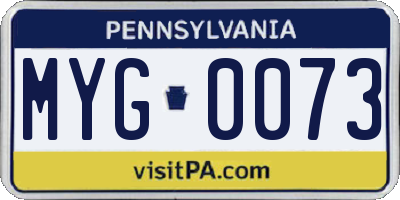 PA license plate MYG0073