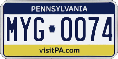 PA license plate MYG0074
