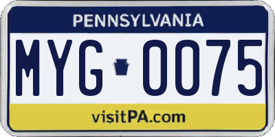 PA license plate MYG0075