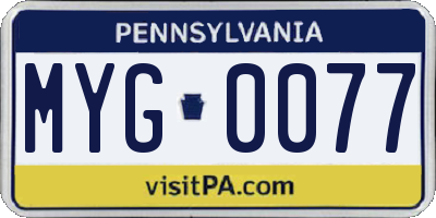 PA license plate MYG0077