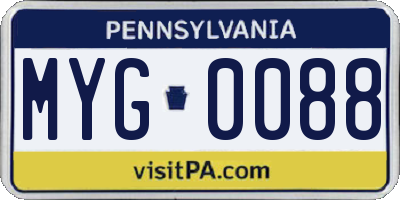 PA license plate MYG0088