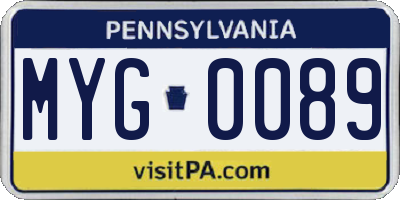 PA license plate MYG0089