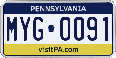 PA license plate MYG0091